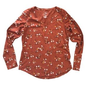 Women's Sonoma Goods For Life® Everyday Long Sleeve V-Neck Tee Rust Pattern